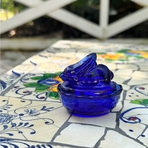 Vibrant Blue Glass Rabbit Box